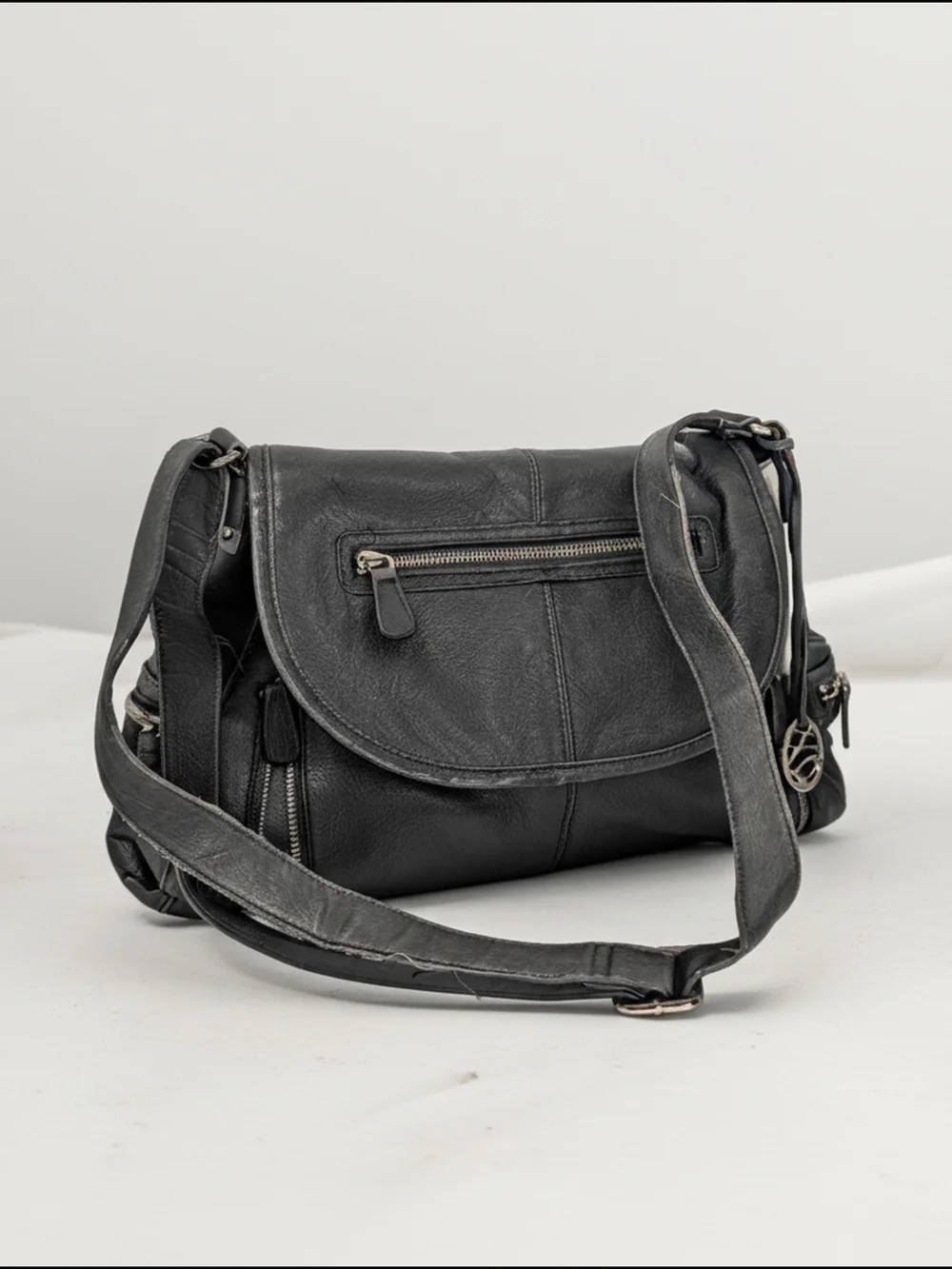 Style & Co. Dark grey Leather Shoulder Crossbody Bag